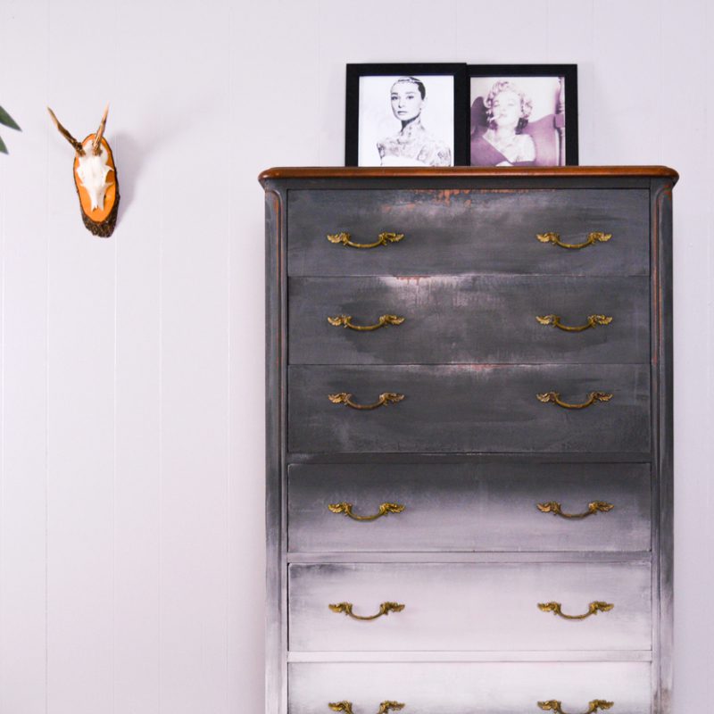 Graphite ombre painted tallboy