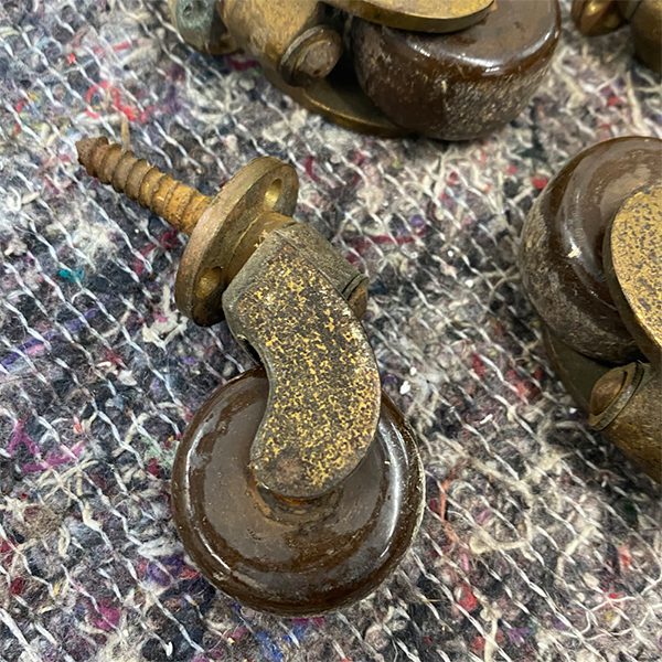 dirty castor in need of cleaning 