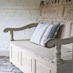 Country Grey, Dark Wax, French Rustic Country Rustic high back bench