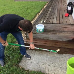Wood reviver power gel on decking boards